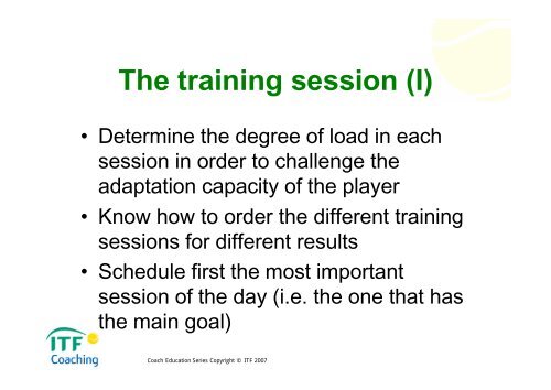 29. ITF Level 2 Coaching Course - Planning the tennis training - II