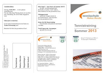 Tennistraining Sommer 2013 - Tennisschule Markus Menzler