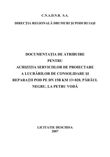 Pod pe DN 15B km 13+820 - Directia Regionala De Drumuri Si ...