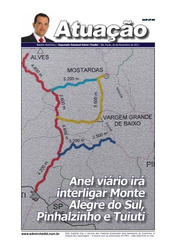 Anel viário irá interligar Monte Alegre do Sul ... - EDMIR CHEDID