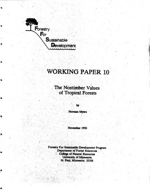 The Nontimber Values of Tropical Forests - Department of Forest ...