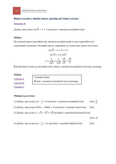 Rovnice, nerovnice a jejich soustavy