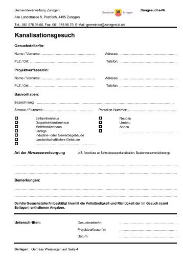 Kanalisationsgesuch Zunzgen A4 Seite 1-4 - Berchtold + Tosoni