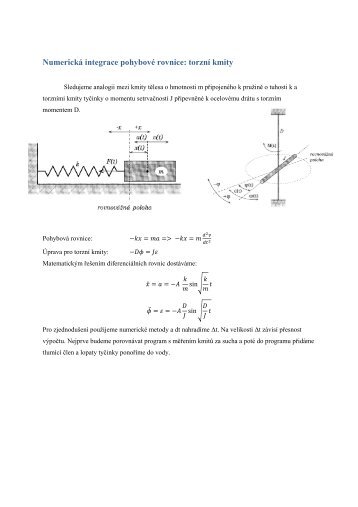 Numerická integrace pohybové rovnice: torzní kmity