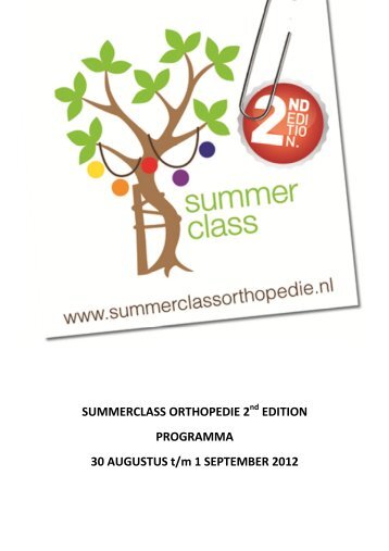 SUMMERCLASS ORTHOPEDIE 2 EDITION PROGRAMMA 30 ...
