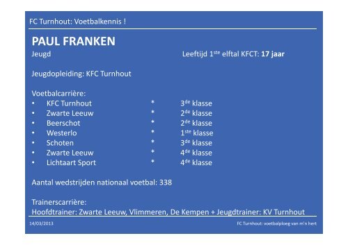 Infosessie bovenbouw - FC Turnhout