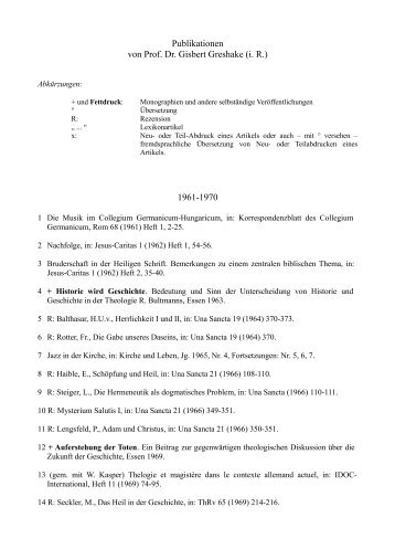 Bibliographie Prof. Dr. Gisbert Greshake (i. R.) - PDF - Theologische ...