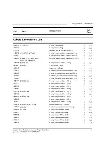 Abbott Laboratórios Lda - DGCC - Direcção Geral do Comércio e da ...