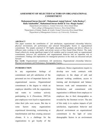 Assessment of Selected Factors on ... - Gomal University