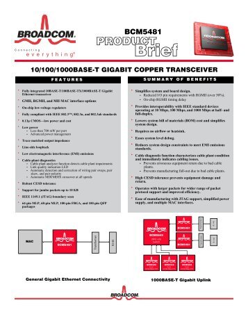 BCM5481 Product Brief - Broadcom