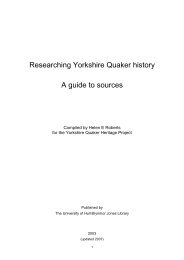 Researching Yorkshire Quaker history A guide to ... - University of Hull