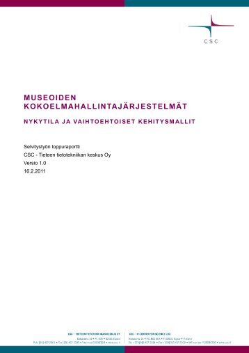 Museoiden kokoelmahallintajärjestelmät - nykytila ja ... - Museovirasto