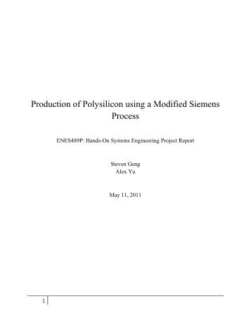 Production of Polysilicon using a Modified Siemens Process
