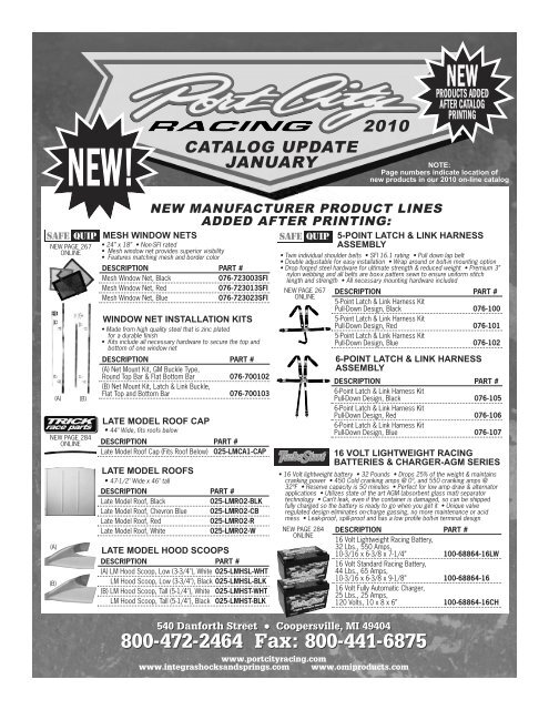 racer's price guide racer's price guide - Integra Racing Shocks And ...