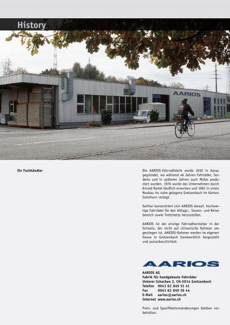Fabrik für handgebaute Fahrräder seit 1930 Fabrique de vélos - Aarios