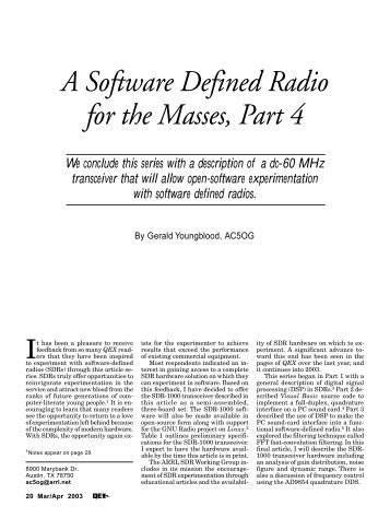 A Software Defined Radio for the Masses, Part 4 - ARRL