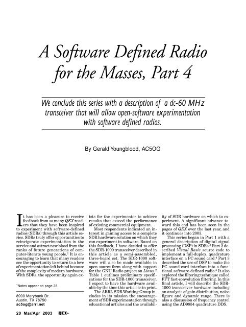 A Software Defined Radio for the Masses, Part 4 - ARRL