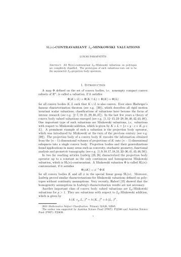 SL(n)-CONTRAVARIANT Lp-MINKOWSKI VALUATIONS 1 ...