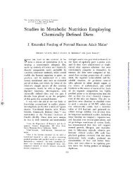 Studies in Metabolic Nutrition Employing Chemically Defined Diets