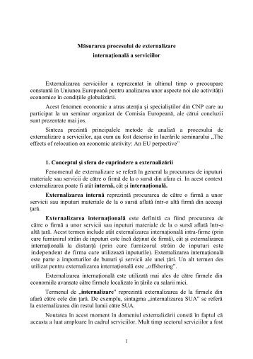 Masurarea procesului de externalizare internationala a serviciilor