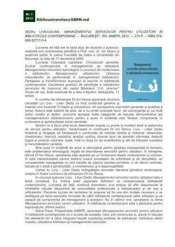 dediu, liviu-iulian. managementul serviciilor pentru utilizatori în ...