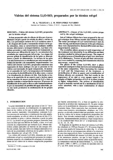 Vidrios del sistema LÍ2O-SÍO2 preparados por la técnica sol-gel