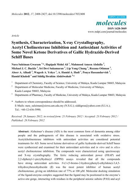 Synthesis Characterization X Ray Crystallography Acetyl