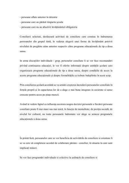 PROCEDURA SERVICIILOR DE CONSILIERE SI ORIENTARE ...