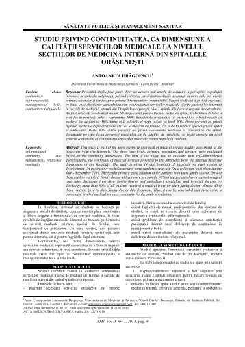 articol integral în limba română - Acta Medica Transilvanica