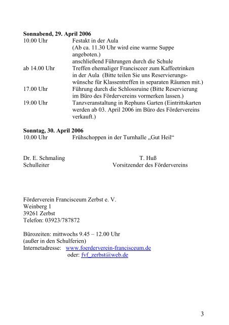 NACHRICHTENBLATT - Förderverein Francisceum Zerbst e. V.