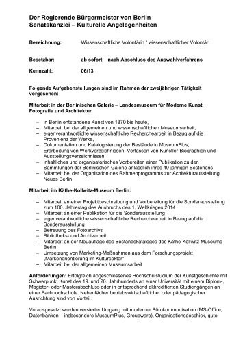 Die Stellenausschreibung als PDF - Berlinische Galerie