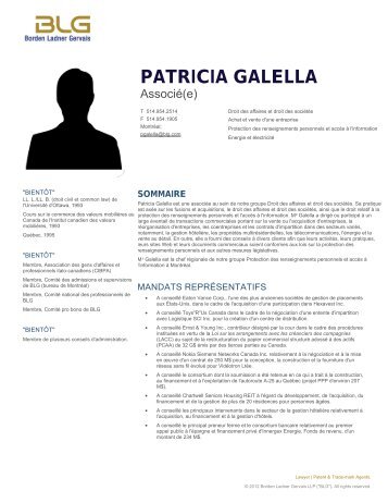 PATRICIA GALELLA - Borden Ladner Gervais LLP