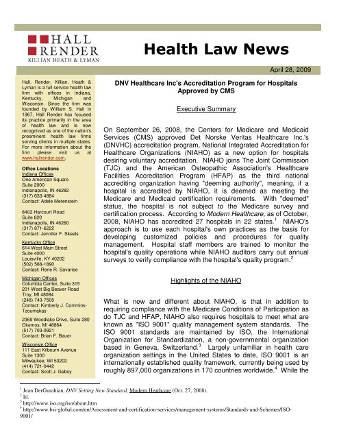 Hall Render Killian Heath & Lyman Health Law News - Hall, Render, Killian, Heath & Lyman