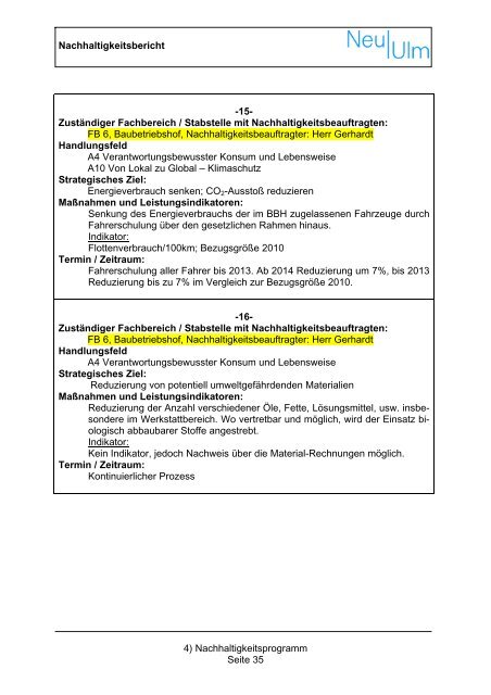 Nachhaltigkeitsbericht der Stadt - Stadt Neu-Ulm