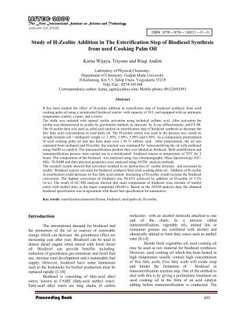 Study of H-Zeolite Addition in The Esterification Step of ... - ITS