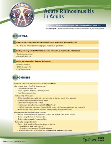 Acute Rhinosinusitis in Adults - INESSS
