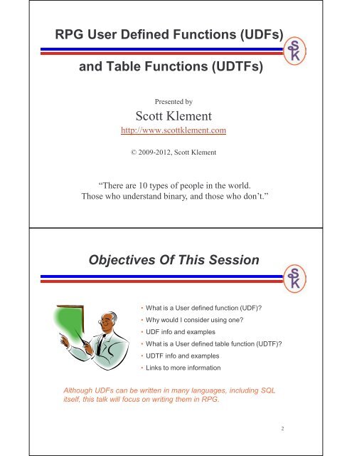 RPG User Defined Functions - Scott Klement's web page