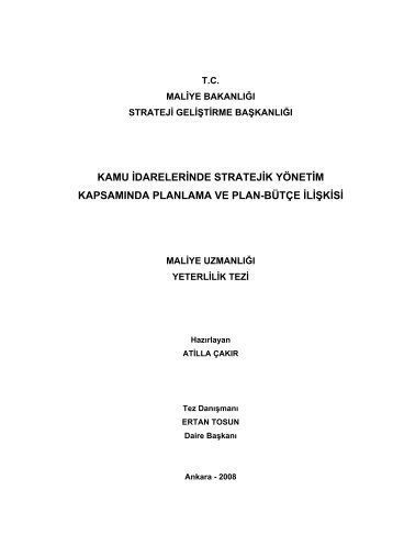 kamu idarelerinde stratejik yönetim kapsamında planlama ve plan