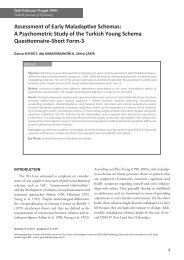 Assessment of Early Maladaptive Schemas - Türk Psikiyatri Dergisi
