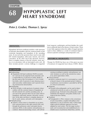 Chapter 68 Hypoplastic Left Heart Syndrome - TSDA