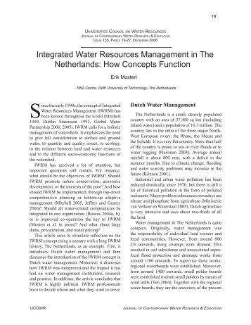 Integrated Water Resources Management in The Netherlands: How ...