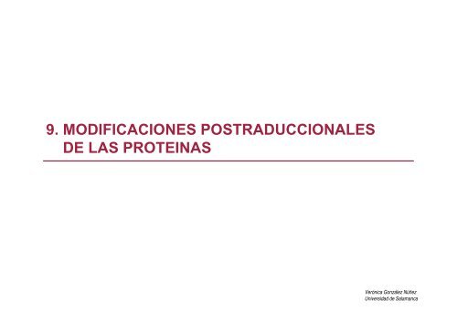 9. MODIFICACIONES POSTRADUCCIONALES DE LAS PROTEINAS