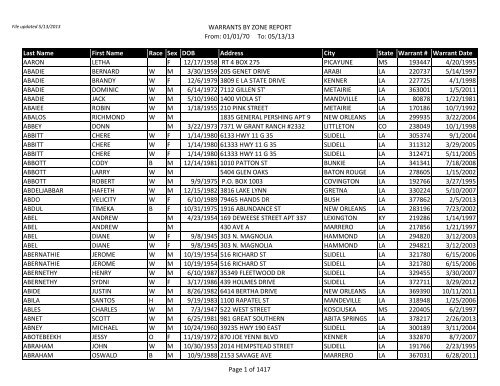 to download a list of all open arrest warrants.