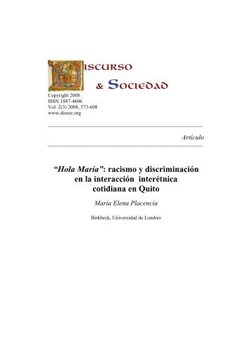 'Hola María': racismo y discriminación en la interacción interétnica ...