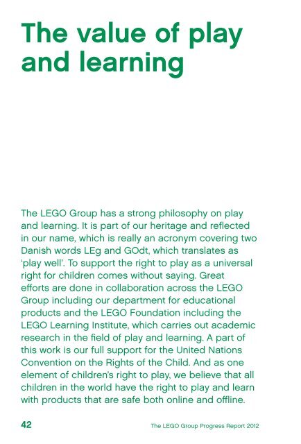 Progress Report 2012 - Lego