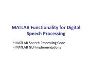 MATLAB Functionality for Digital Speech Processing