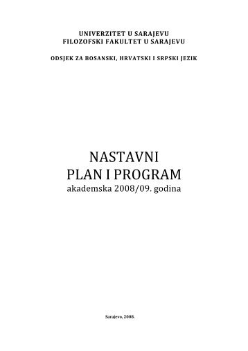 Odsjek za bosanski, hrvatski i srpski jezik - Filozofski fakultet u ...