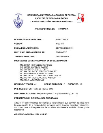 Fisiología II - Facultad de Ciencias Químicas - Benemérita ...