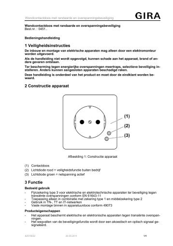 Wandcontactdoos met randaarde en overspanningsbeveiliging - Gira