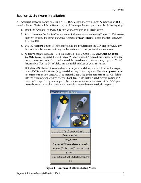 SonTek/YSI Argonaut-XR Technical Manual - HydroScientific West